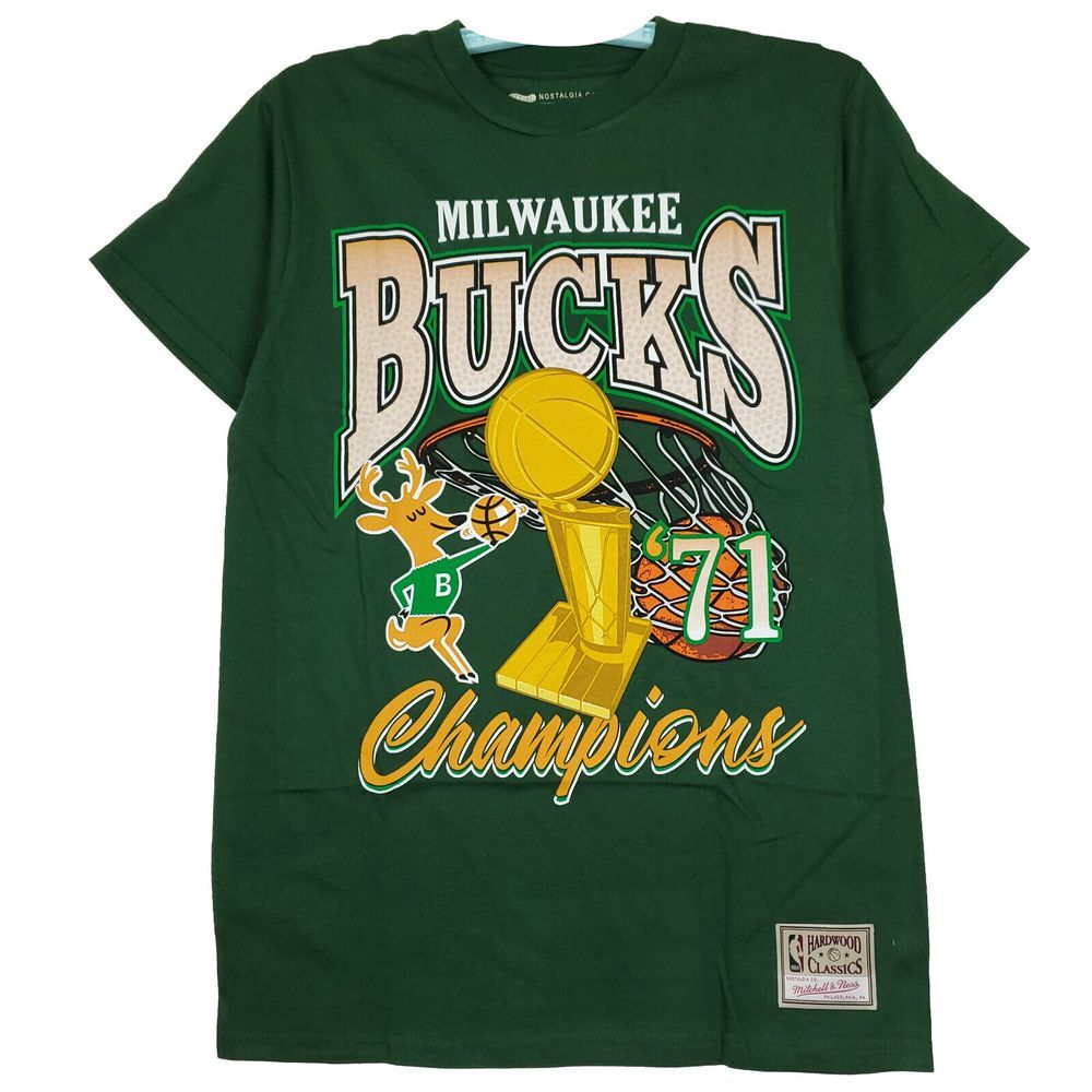 Milwaukee Bucks Mitchell & Ness NBA S Small Shirt 1971 Champions Green NWT